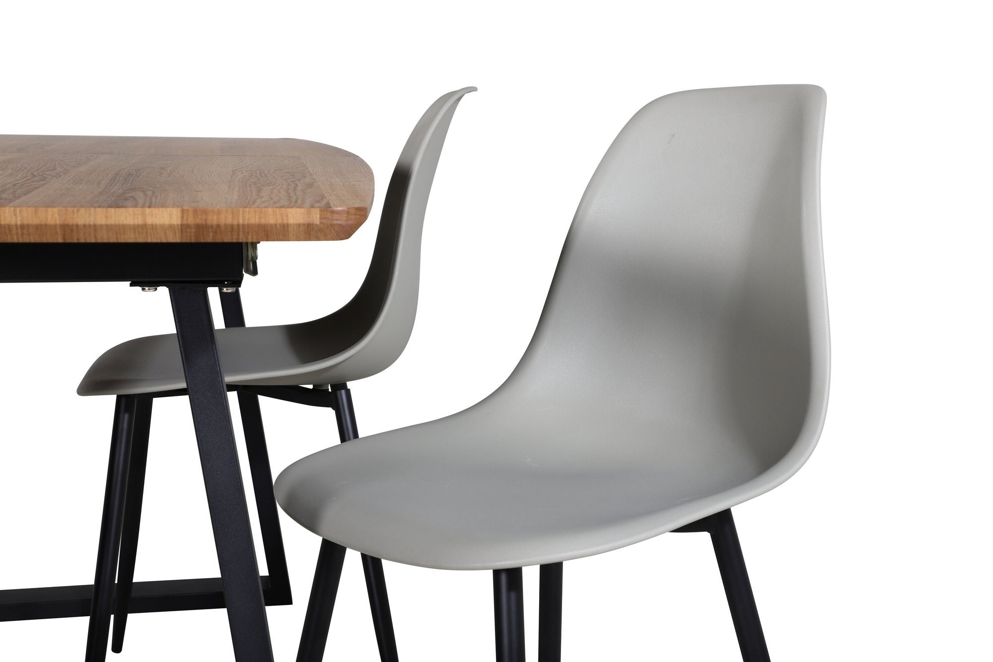 Venture Home Inca spisebord - 160/200*85*H75 - Oak / Black+Polar Plastic Spisebordsstol - Black Legs / Grey Plastic_4