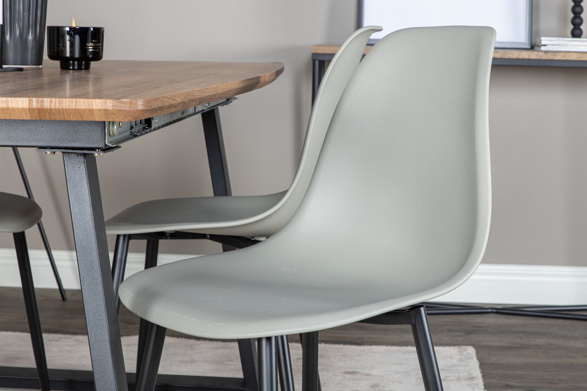 Venture Home Inca spisebord - 160/200*85*H75 - Oak / Black+Polar Plastic Spisebordsstol - Black Legs / Grey Plastic_4