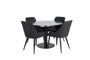 Venture Home Estelle rund spisebord ø106 H75 - Black / Black+Plaza Spisebordsstol - Black Legs - Black Fabric_4