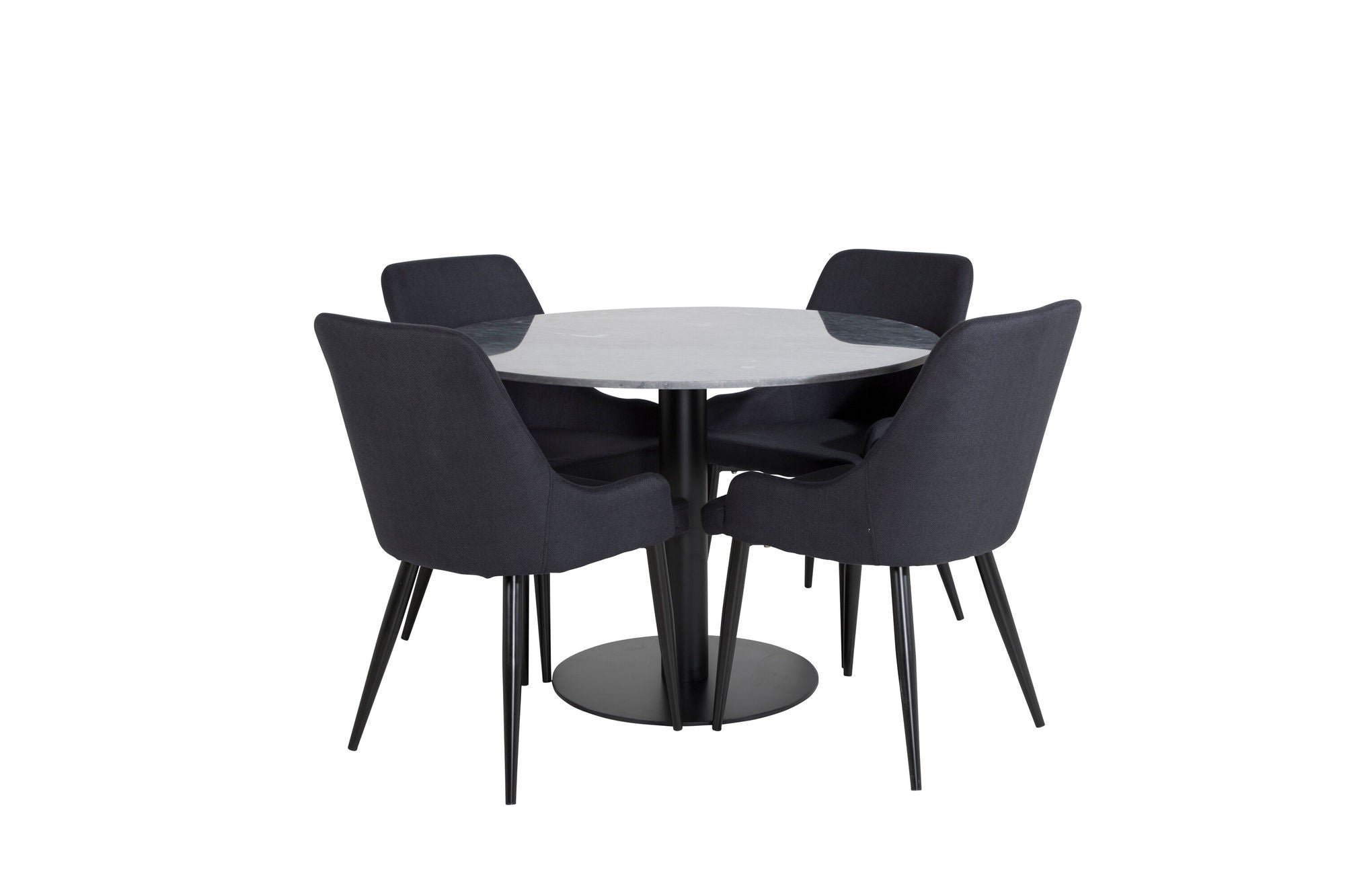 Venture Home Estelle rund spisebord ø106 H75 - Black / Black+Plaza Spisebordsstol - Black Legs - Black Fabric_4