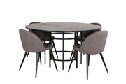 Venture Home Copenhagen - spisebord round - Black / Black+Velvet Stitches stol - Black / Grey Micro Fibre_4