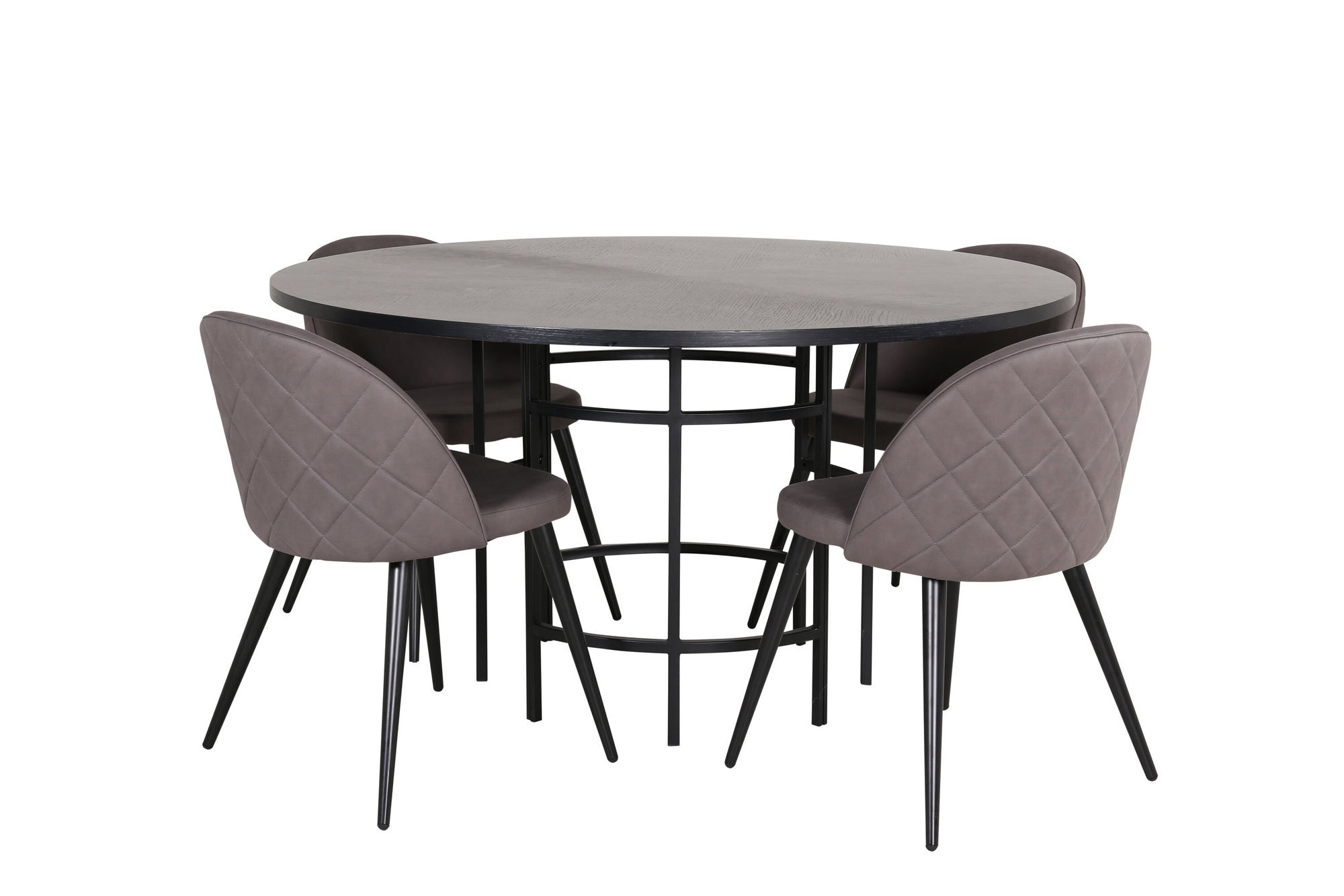Venture Home Copenhagen - spisebord round - Black / Black+Velvet Stitches stol - Black / Grey Micro Fibre_4