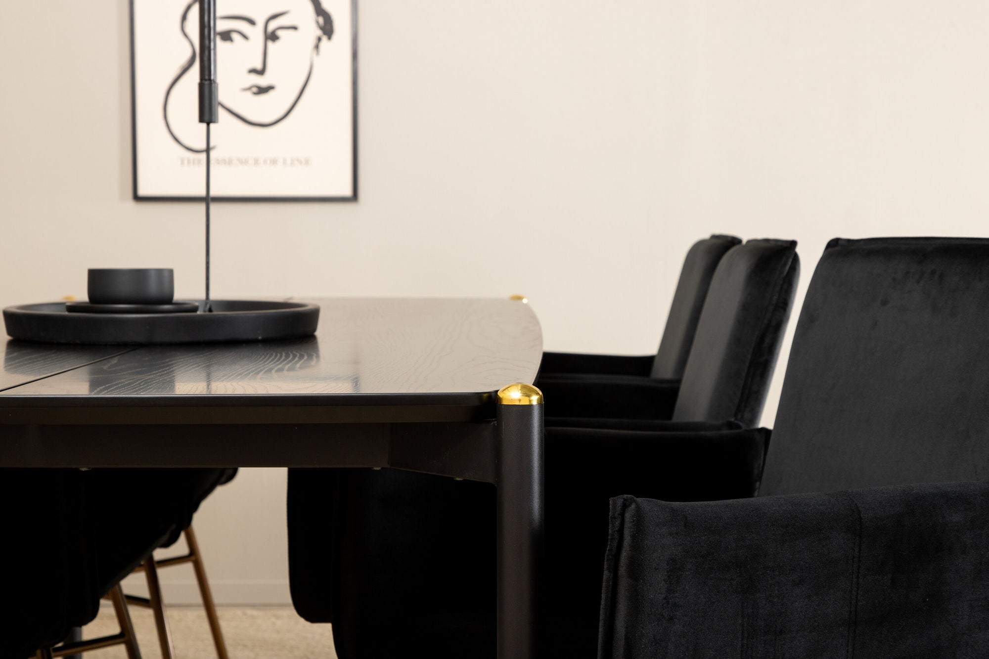 Venture Home Pelle spisebord , Black black Black+Petra stol , Distressed Copper Black Velvet_6