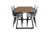 Venture Home Inca spisebord - 160/200*85*H75 - Oak / Black+Polar Diamond Spisebordsstol - Black Legs - Grey Fabric_4