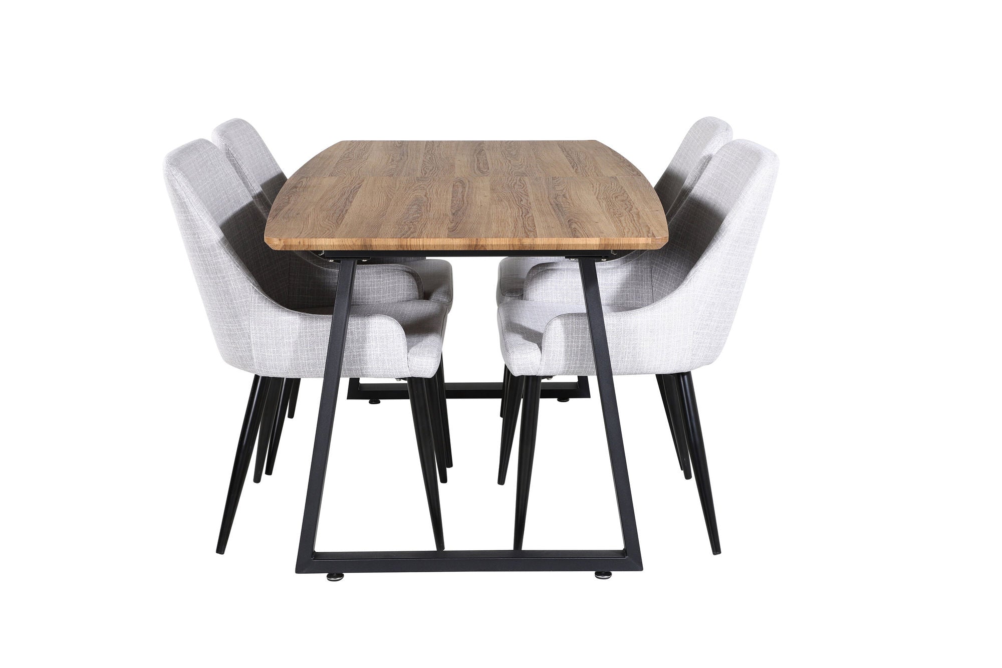 Venture Home Inca spisebord - 160/200*85*H75 - Oak / Black+Plaza Dining chair - Black legs - Light Grey Fabric_4