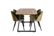 Venture Home Inca spisebord - 160/200*85*H75 - Oak / Black+Velvet Dining Chiar - Black legs - Dusty Green Velvet_4
