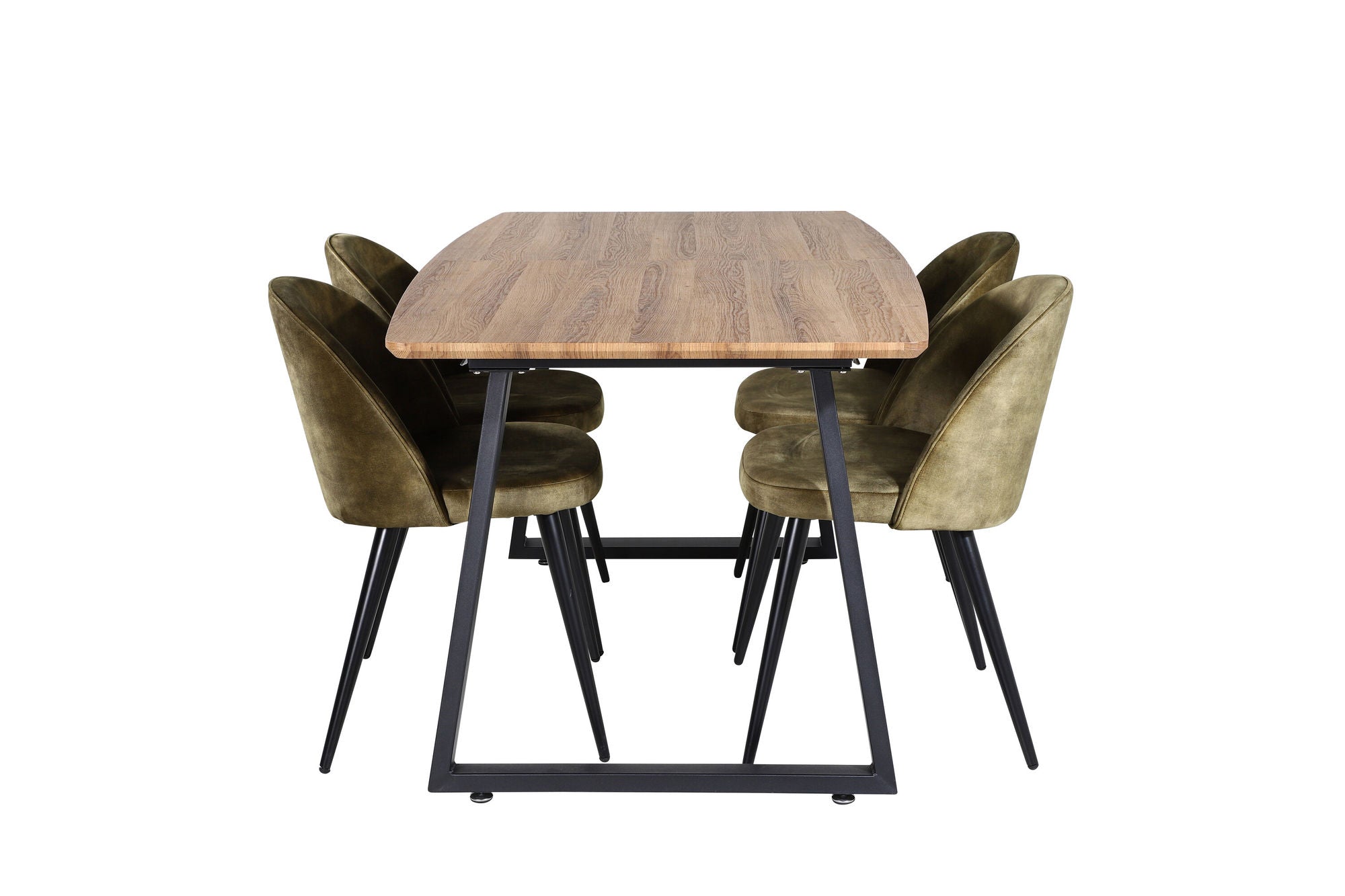 Venture Home Inca spisebord - 160/200*85*H75 - Oak / Black+Velvet Dining Chiar - Black legs - Dusty Green Velvet_4