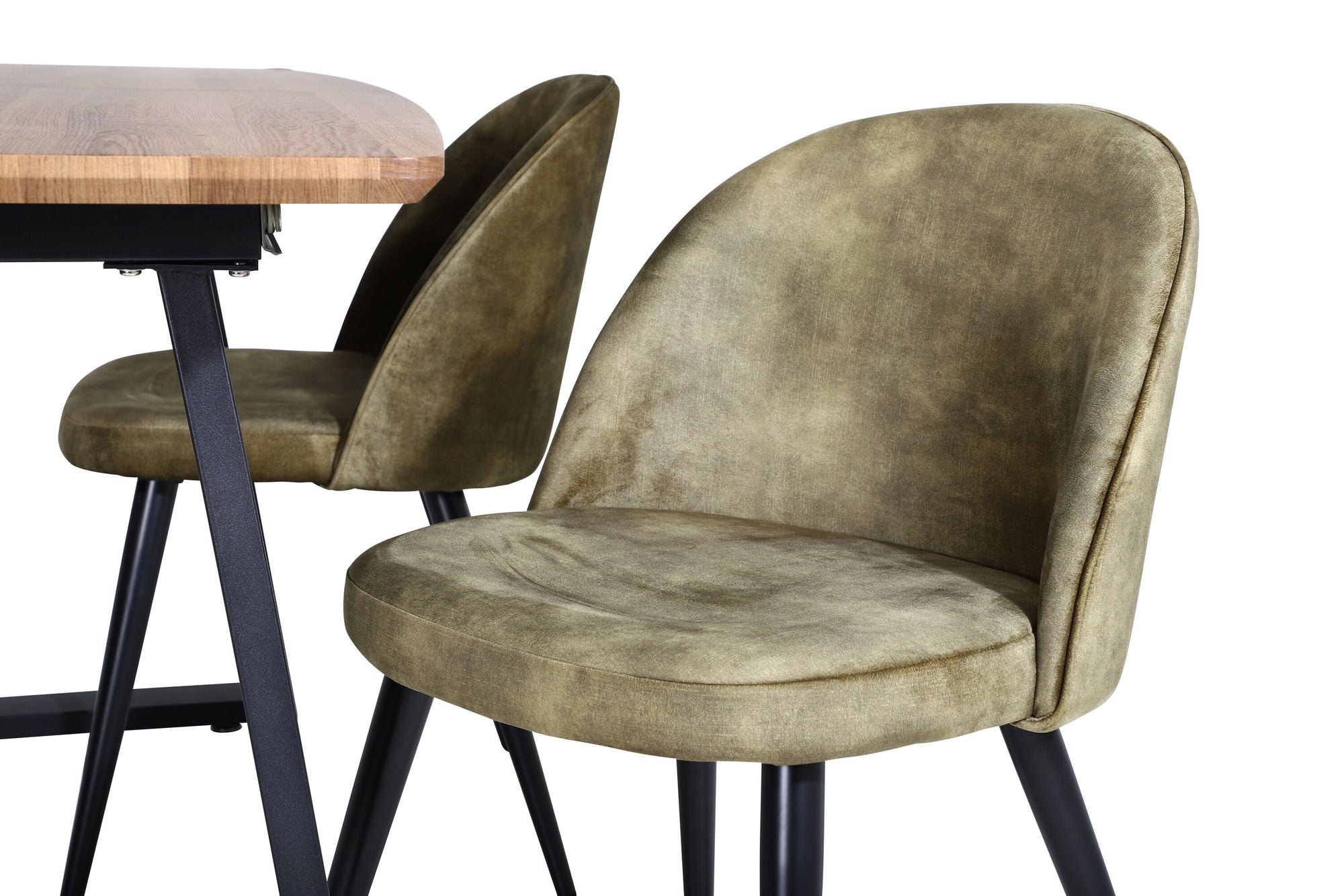 Venture Home Inca spisebord - 160/200*85*H75 - Oak / Black+Velvet Dining Chiar - Black legs - Dusty Green Velvet_4