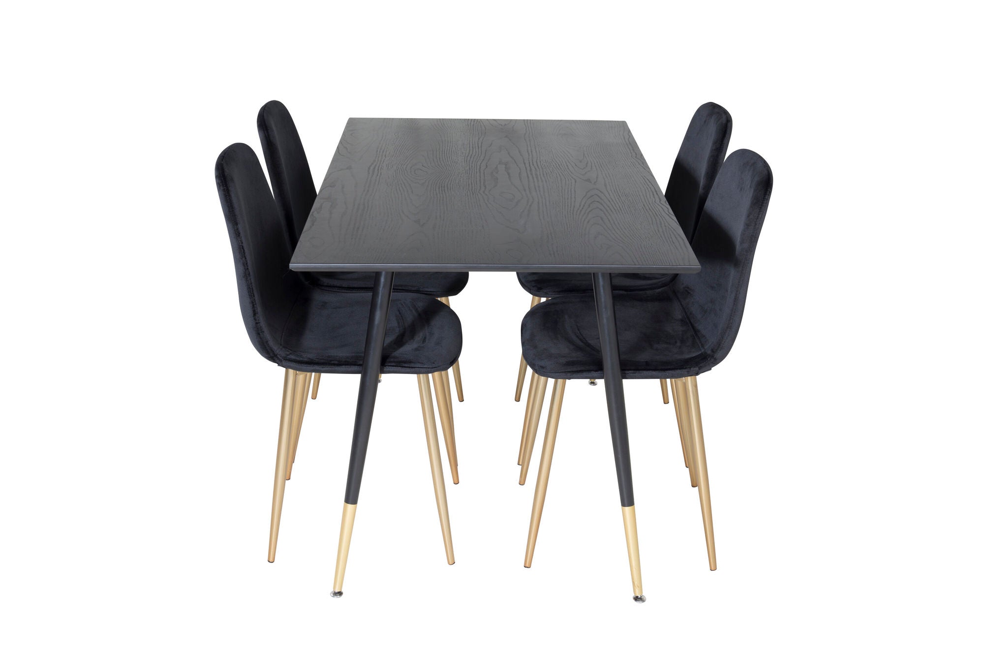 Venture Home Dipp spisebord - 120 cm - Black Veneer - Black Legs w. Brass dipp+Polar Spisebordsstol - Black / Brass_4