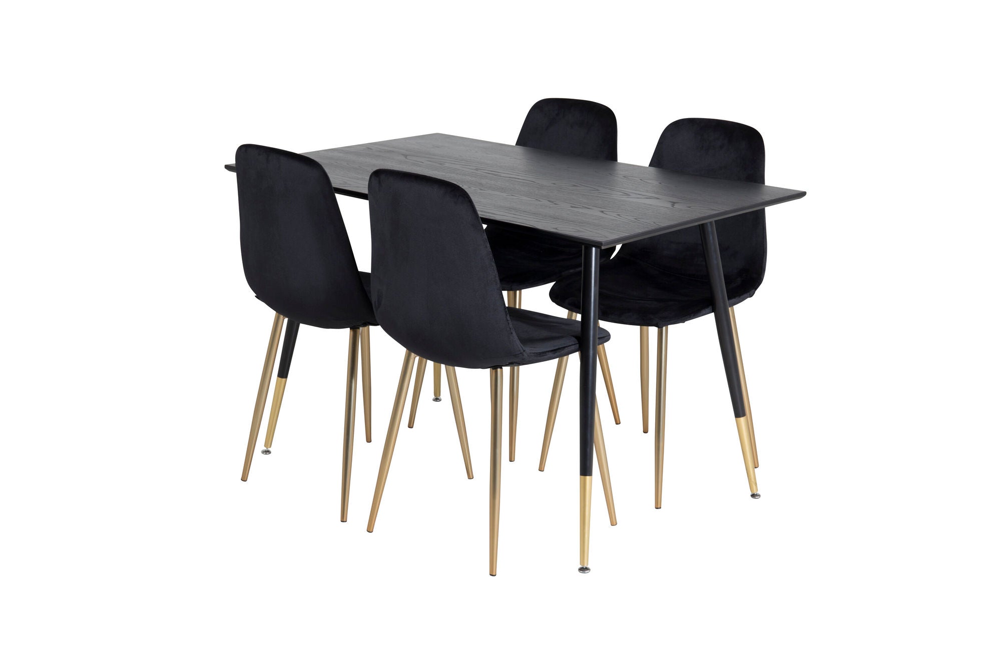 Venture Home Dipp spisebord - 120 cm - Black Veneer - Black Legs w. Brass dipp+Polar Spisebordsstol - Black / Brass_4