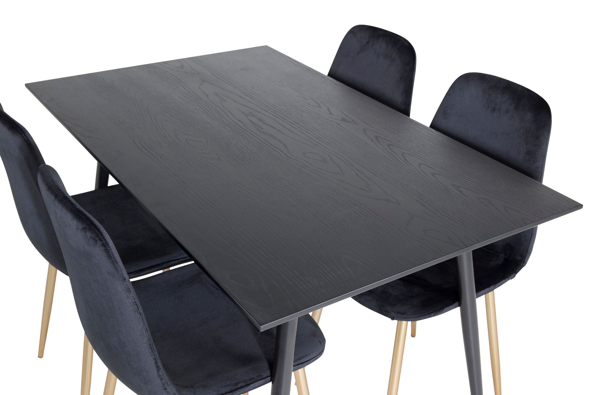 Venture Home Dipp spisebord - 120 cm - Black Veneer - Black Legs w. Brass dipp+Polar Spisebordsstol - Black / Brass_4