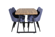 Venture Home Inca spisebord - 160/200*85*H75 - Oak / Black+Plaza Spisebordsstol - Black Legs - Blue Fabric_4