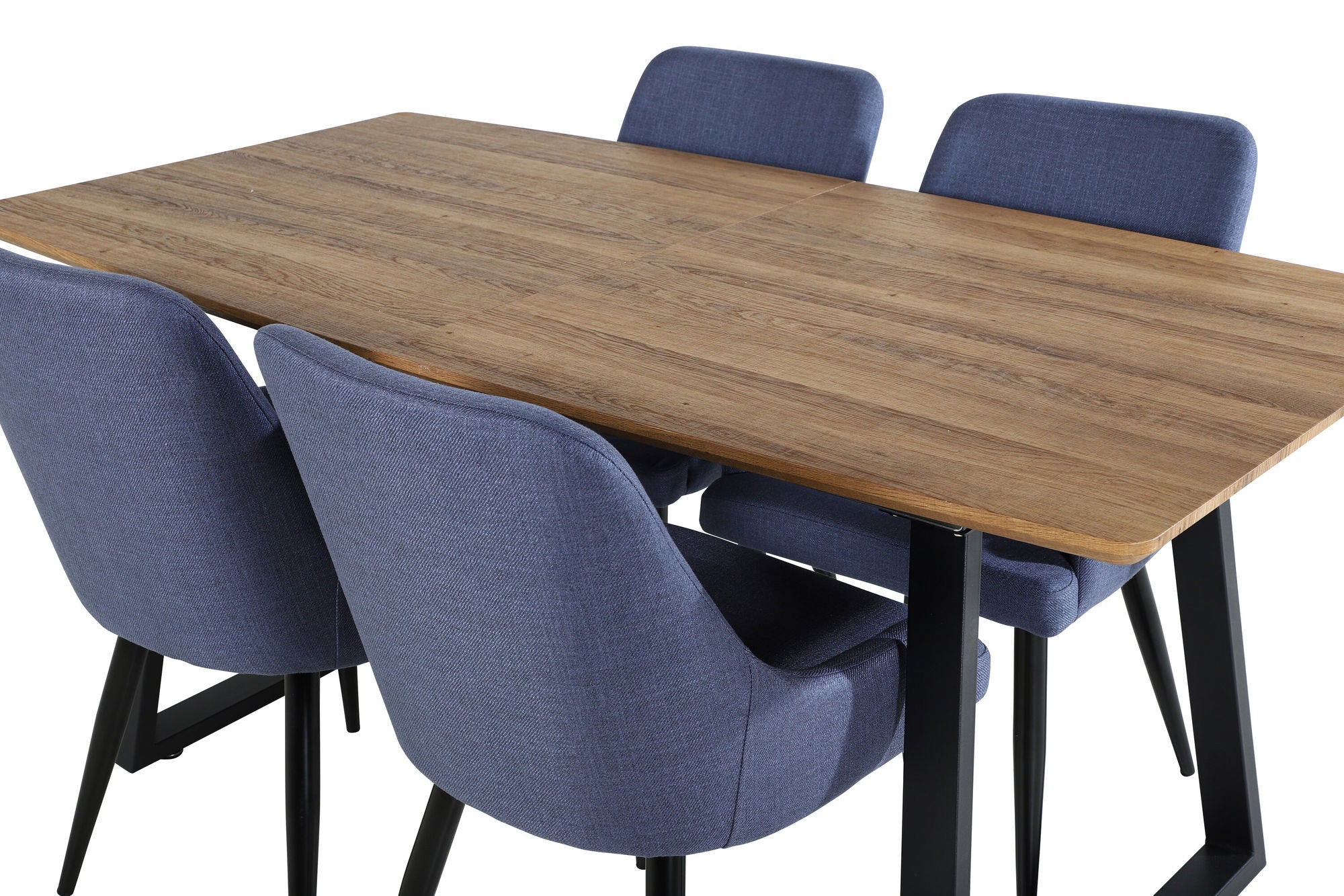 Venture Home Inca spisebord - 160/200*85*H75 - Oak / Black+Plaza Spisebordsstol - Black Legs - Blue Fabric_4