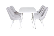 Venture Home Polar spisebord 120 cm - White White+Velvet Deluxe Spisebordsstol - White Legs - Light Grey Fabric_4