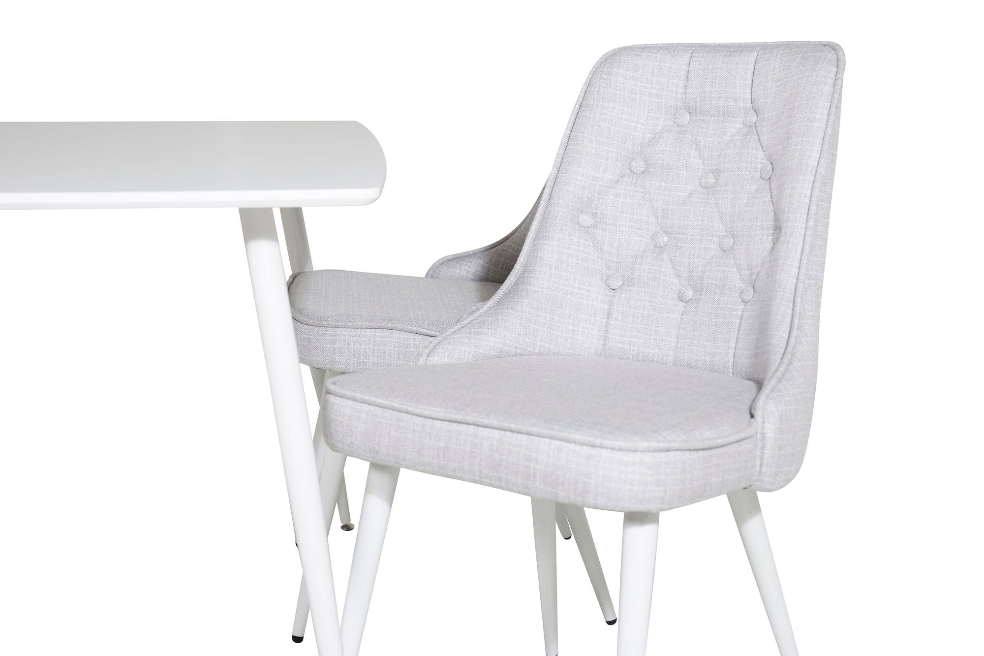 Venture Home Polar spisebord 120 cm - White White+Velvet Deluxe Spisebordsstol - White Legs - Light Grey Fabric_4