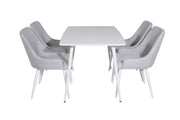 Venture Home Polar spisebord 120 cm - White White+Plaza Dining chair - White legs - Light Grey Fabric_4