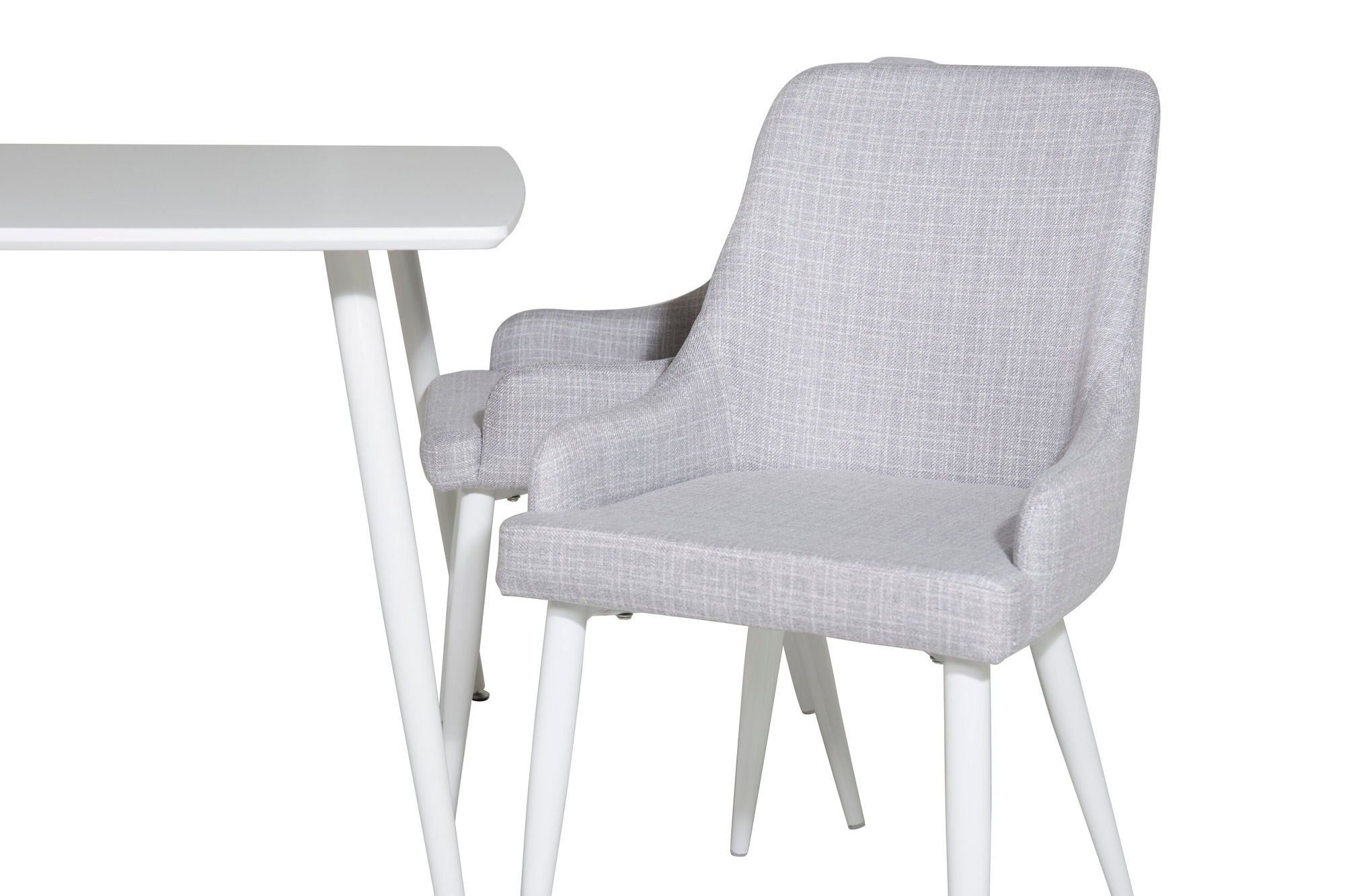 Venture Home Polar spisebord 120 cm - White White+Plaza Dining chair - White legs - Light Grey Fabric_4