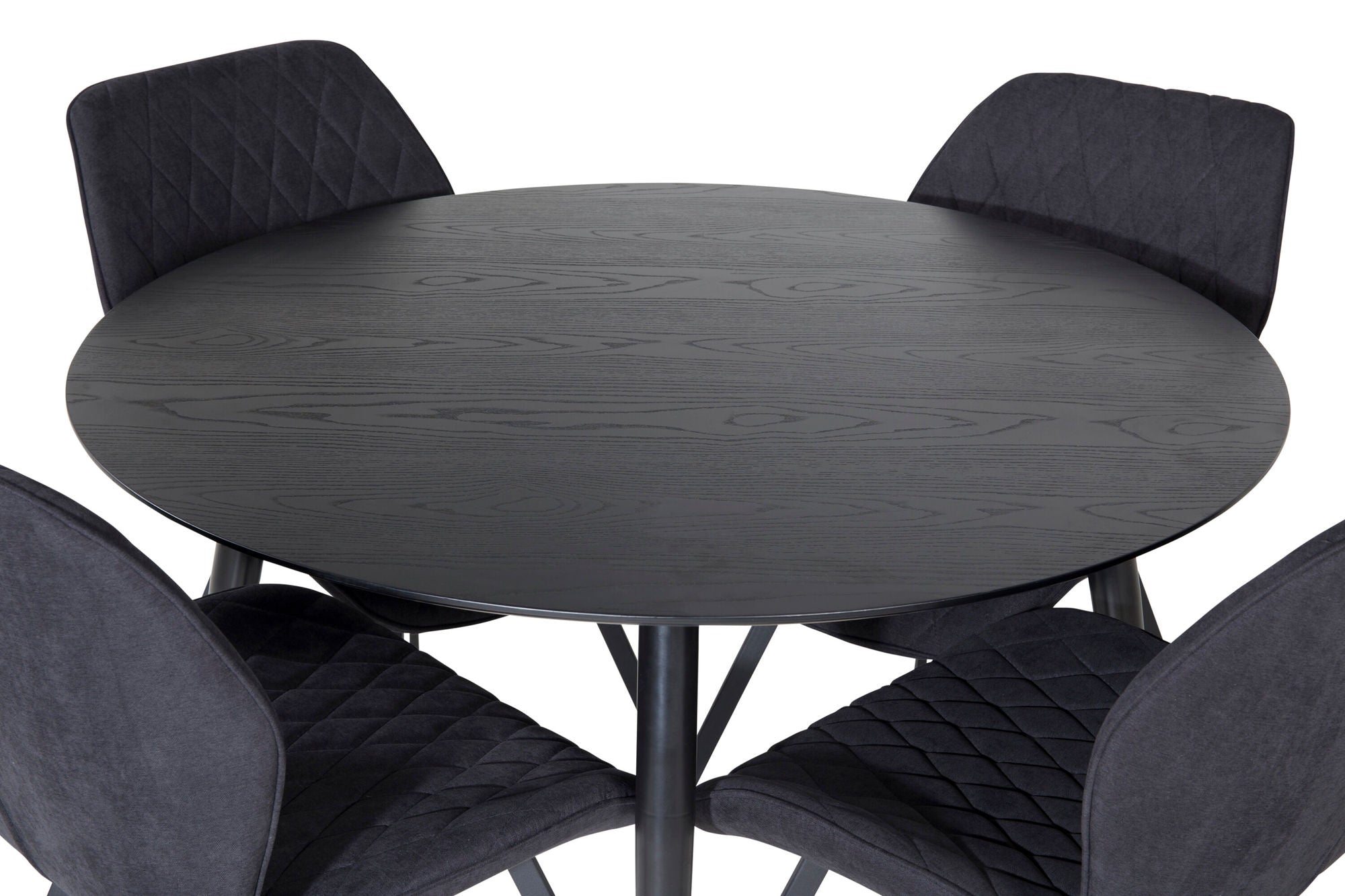 Venture Home Dipp spisebord - 115cm - Black Veneer / All black legs +Gemma Spisebordsstol - Black Legs - Black Fabric_4