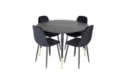 Venture Home Dipp spisebord - 115cm - Black / Black Brass+Polar Diamond Spisebordsstol - Black Legs - Black Velvet_4