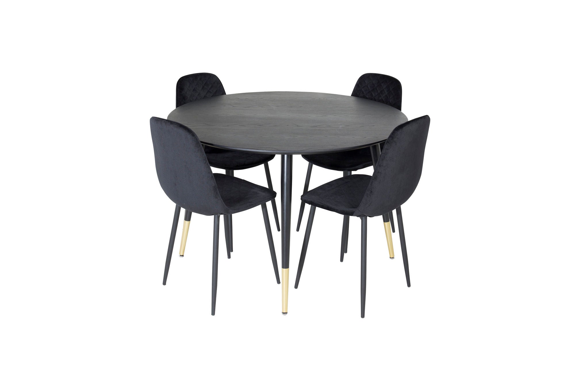 Venture Home Dipp spisebord - 115cm - Black / Black Brass+Polar Diamond Spisebordsstol - Black Legs - Black Velvet_4
