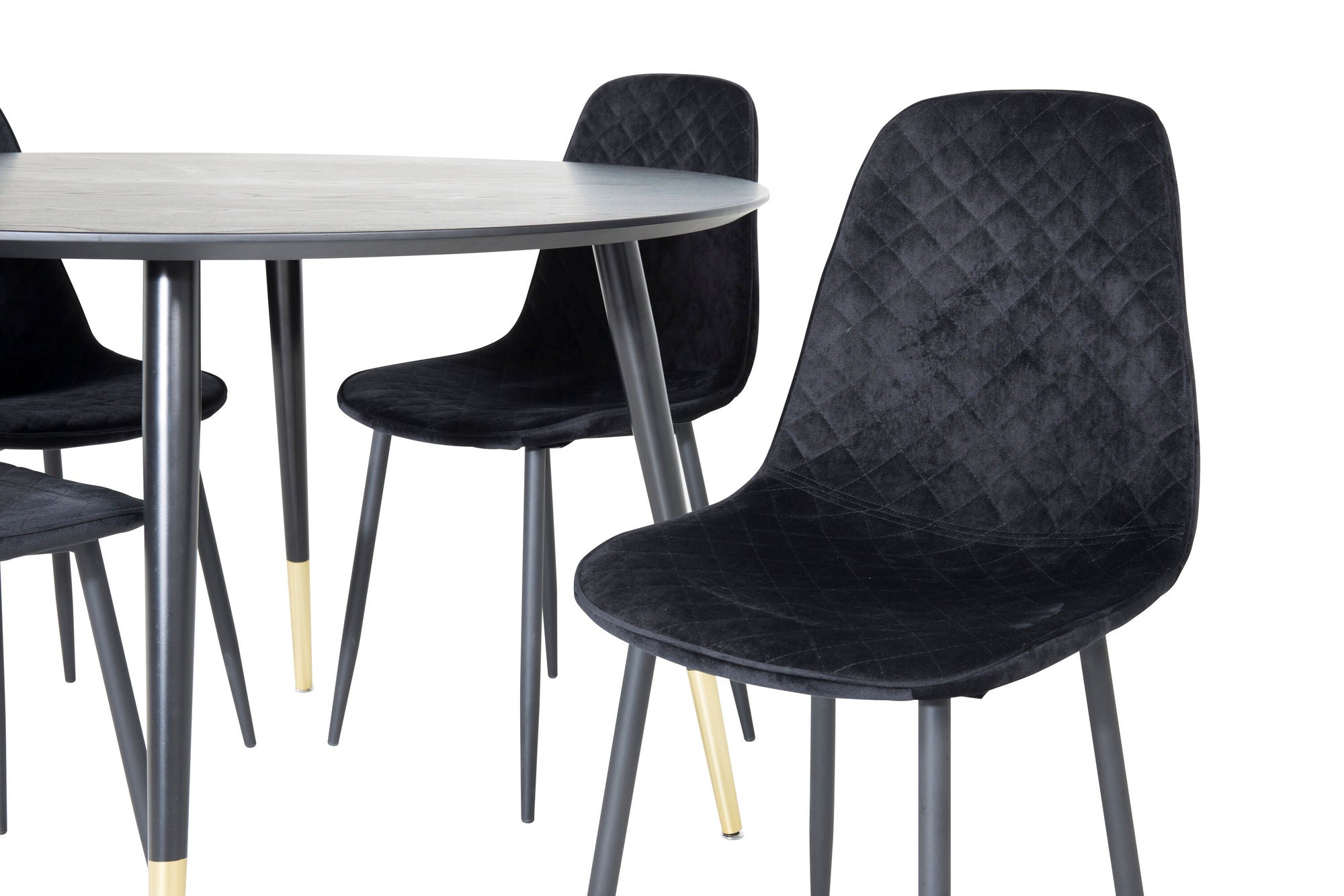 Venture Home Dipp spisebord - 115cm - Black / Black Brass+Polar Diamond Spisebordsstol - Black Legs - Black Velvet_4