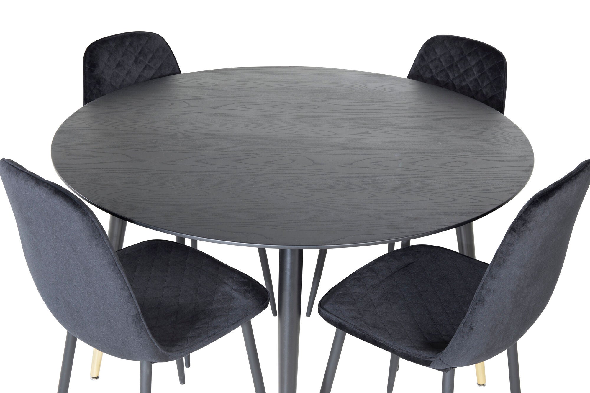 Venture Home Dipp spisebord - 115cm - Black / Black Brass+Polar Diamond Spisebordsstol - Black Legs - Black Velvet_4