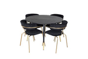 Venture Home Dipp spisebord - 115cm - Black / Black Brass+Arrow armchair - Brass Legs - Black Velvet_4