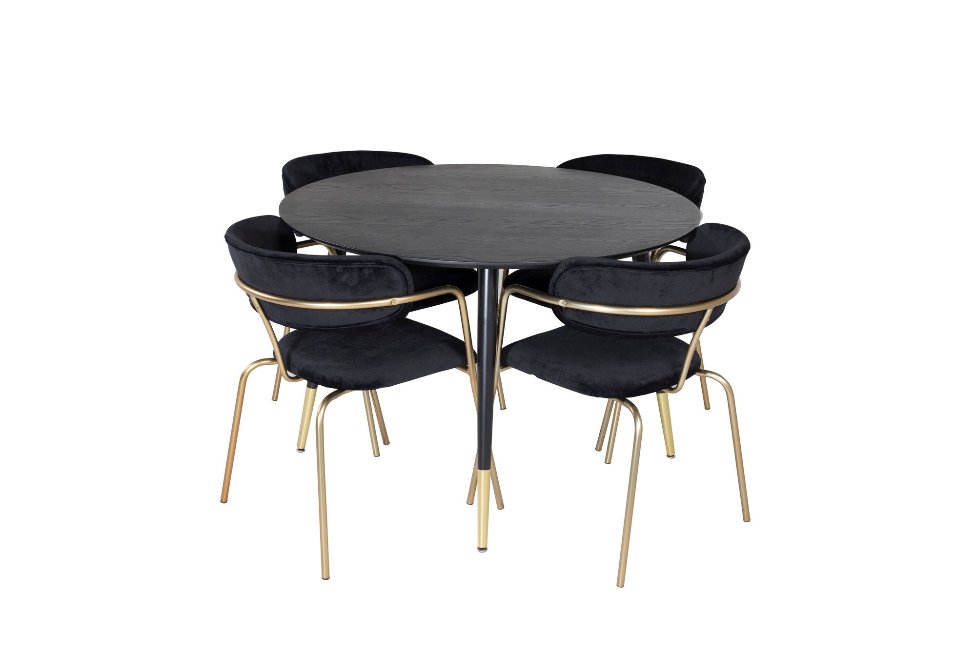 Venture Home Dipp spisebord - 115cm - Black / Black Brass+Arrow armchair - Brass Legs - Black Velvet_4