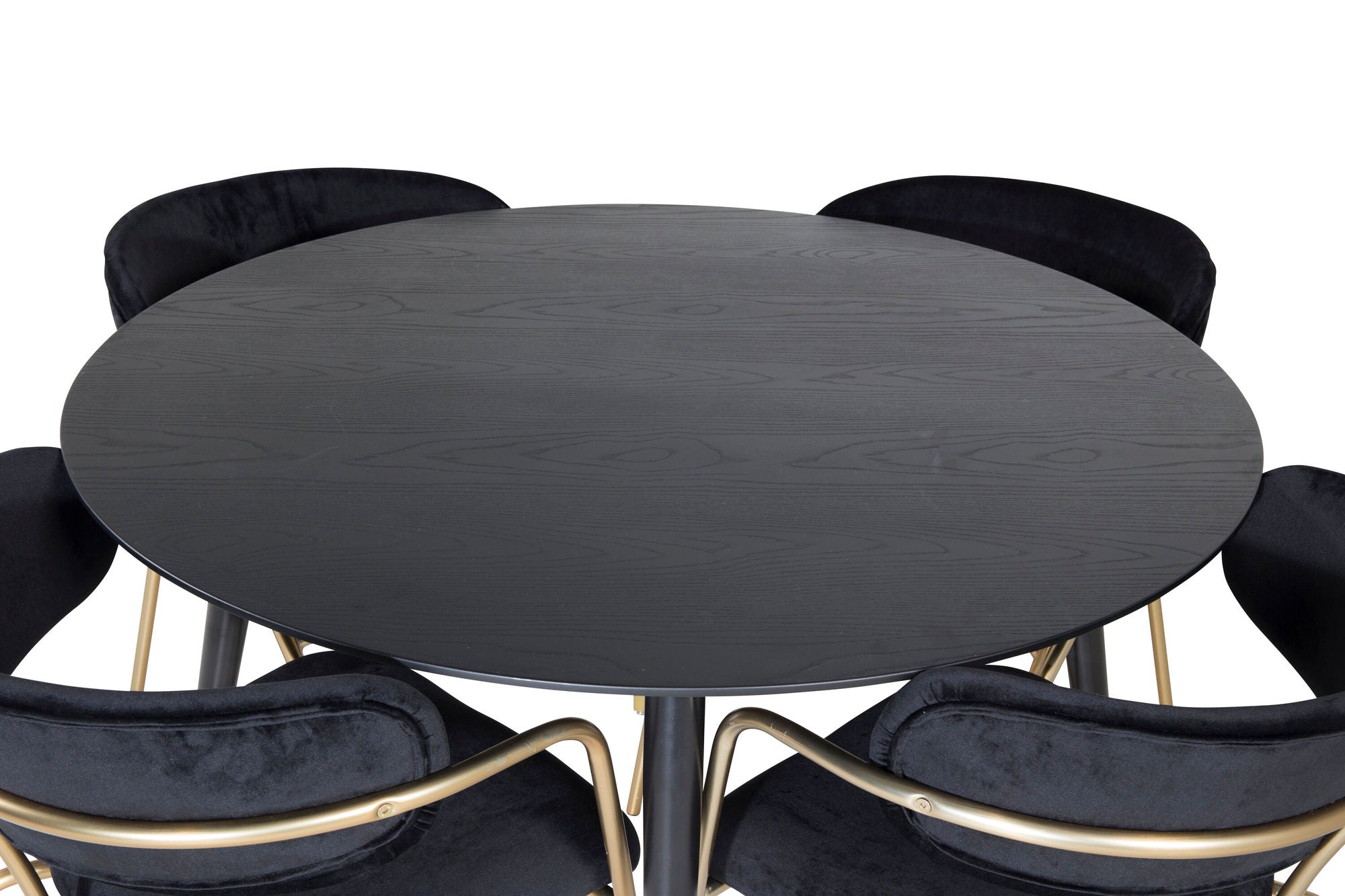 Venture Home Dipp spisebord - 115cm - Black / Black Brass+Arrow armchair - Brass Legs - Black Velvet_4