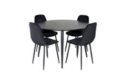 Venture Home Dipp spisebord - 115cm - Black Veneer / All black legs +Polar Diamond Spisebordsstol - Black Legs - Black Velvet_4