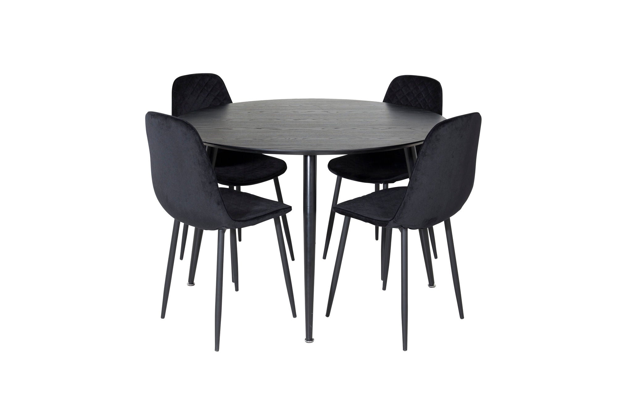 Venture Home Dipp spisebord - 115cm - Black Veneer / All black legs +Polar Diamond Spisebordsstol - Black Legs - Black Velvet_4