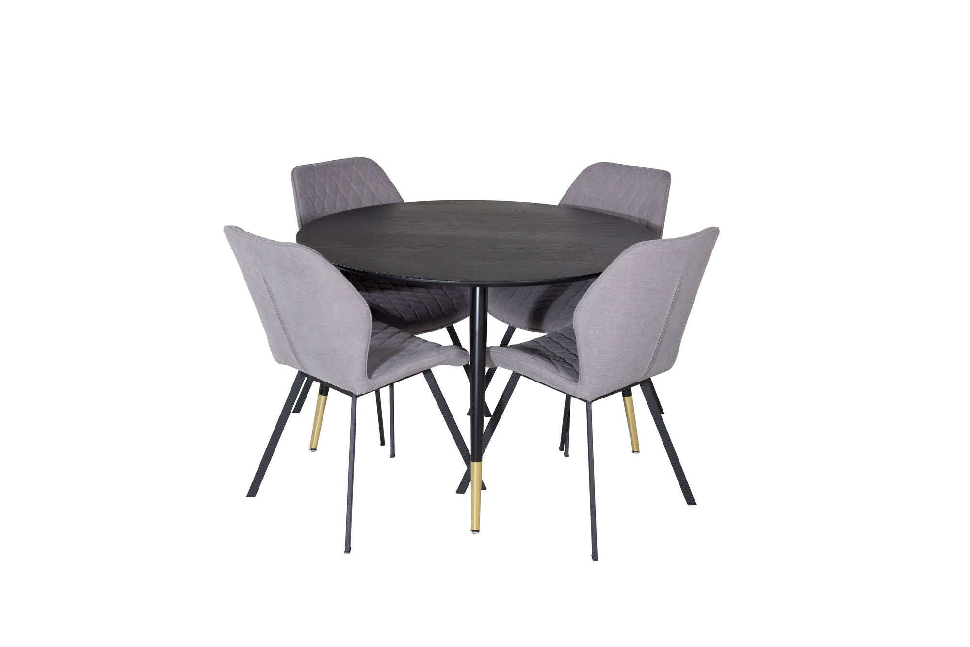 Venture Home Dipp spisebord - 115cm - Black / Black Brass+Gemma Spisebordsstol - Black Legs - Grey Fabric_4