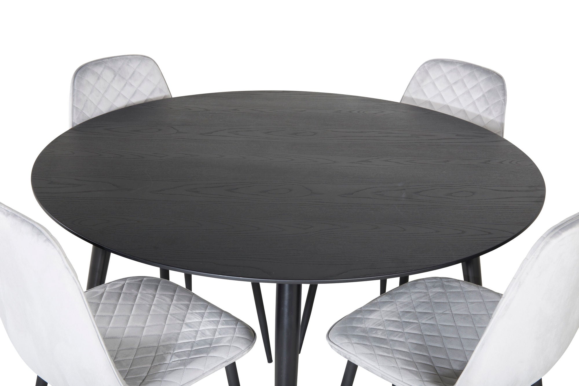 Venture Home Dipp spisebord - 115cm - Black / Black Brass+Polar Diamond Spisebordsstol - Black Legs - Grey Velvet_4