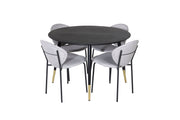 Venture Home Dipp spisebord - 115cm - Black / Black Brass+Vault Spisebordsstol - Black Legs - Grey Fabric_4