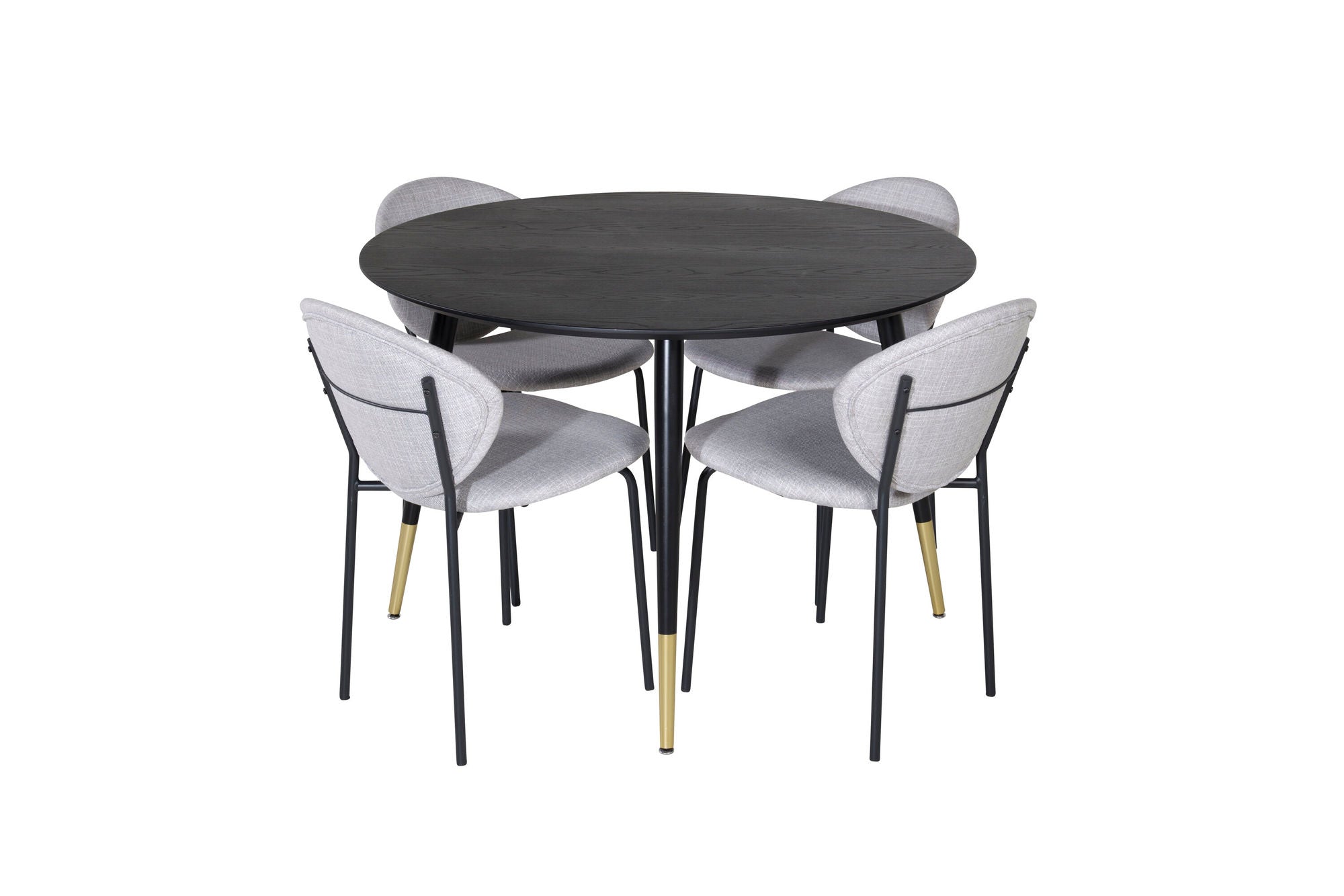 Venture Home Dipp spisebord - 115cm - Black / Black Brass+Vault Spisebordsstol - Black Legs - Grey Fabric_4