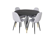 Venture Home Dipp spisebord - 115cm - Black / Black Brass+Polar Spisebordsstol - Black Legs - Light Grey Fabric_4