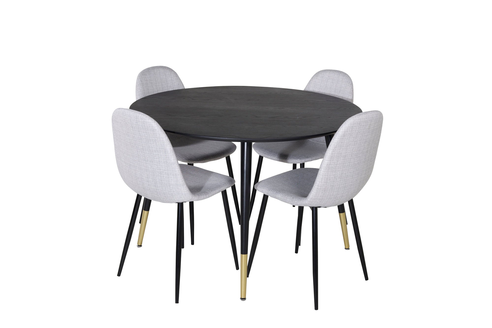 Venture Home Dipp spisebord - 115cm - Black / Black Brass+Polar Spisebordsstol - Black Legs - Light Grey Fabric_4