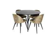 Venture Home Dipp spisebord - 115cm - Black Veneer / All black legs +Velvet Dining Chiar - Black legs - Dusty Green Velvet_4