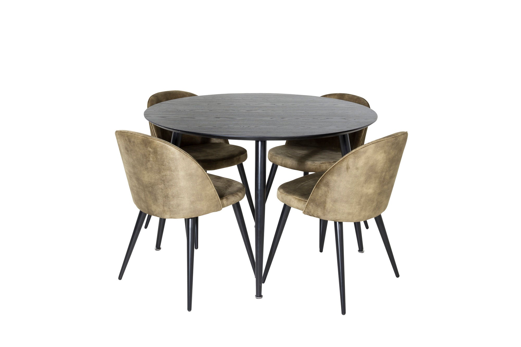 Venture Home Dipp spisebord - 115cm - Black Veneer / All black legs +Velvet Dining Chiar - Black legs - Dusty Green Velvet_4