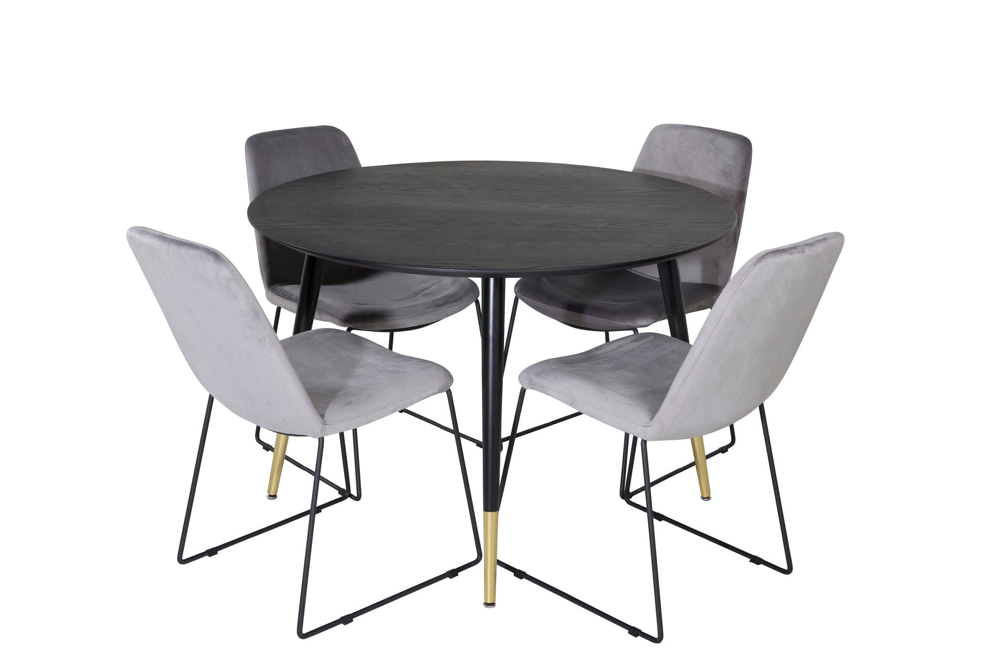 Venture Home Dipp spisebord - 115cm - Black / Black Brass+Muce Spisebordsstol - Black Legs - Grey Velvet_4