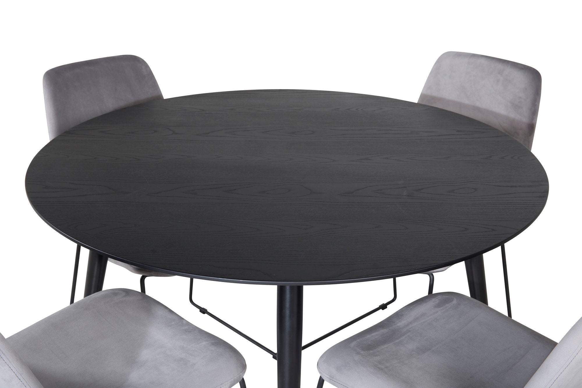Venture Home Dipp spisebord - 115cm - Black / Black Brass+Muce Spisebordsstol - Black Legs - Grey Velvet_4