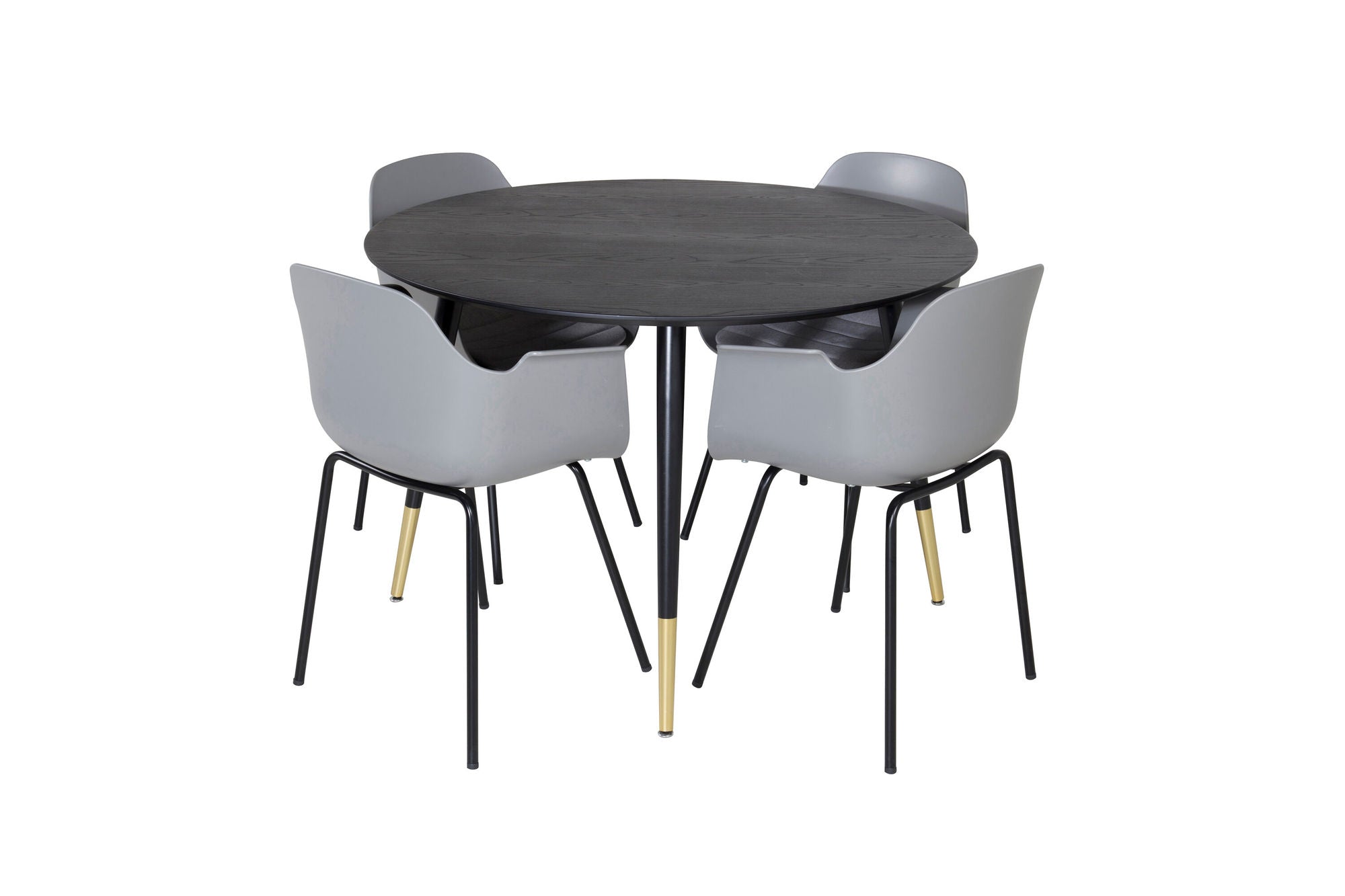 Venture Home Dipp spisebord - 115cm - Black / Black Brass+Comfort Plastic Spisebordsstol - Black Legs - Grey Plastic_4