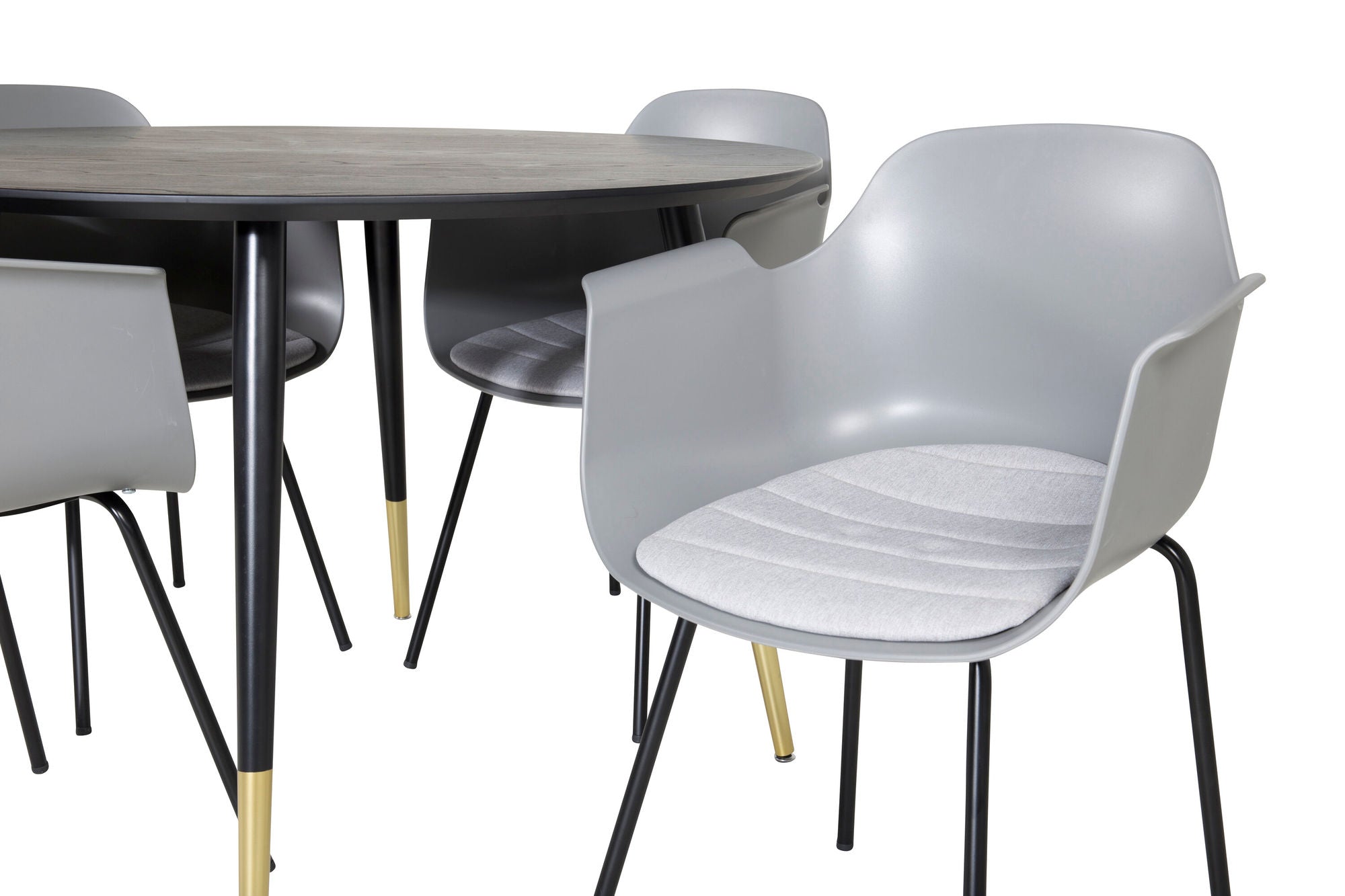Venture Home Dipp spisebord - 115cm - Black / Black Brass+Comfort Plastic Spisebordsstol - Black Legs - Grey Plastic_4