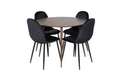Venture Home Plaza rund bord 100 cm - Walnut top - Walnut legs+Polar Spisebordsstol - Black legs / Black Velvet (ersätter 19902-888)_4