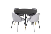 Venture Home Dipp spisebord - 115cm - Black / Black Brass+Wrinkles Spisebordsstol - Black Legs - Grey Velvet_4