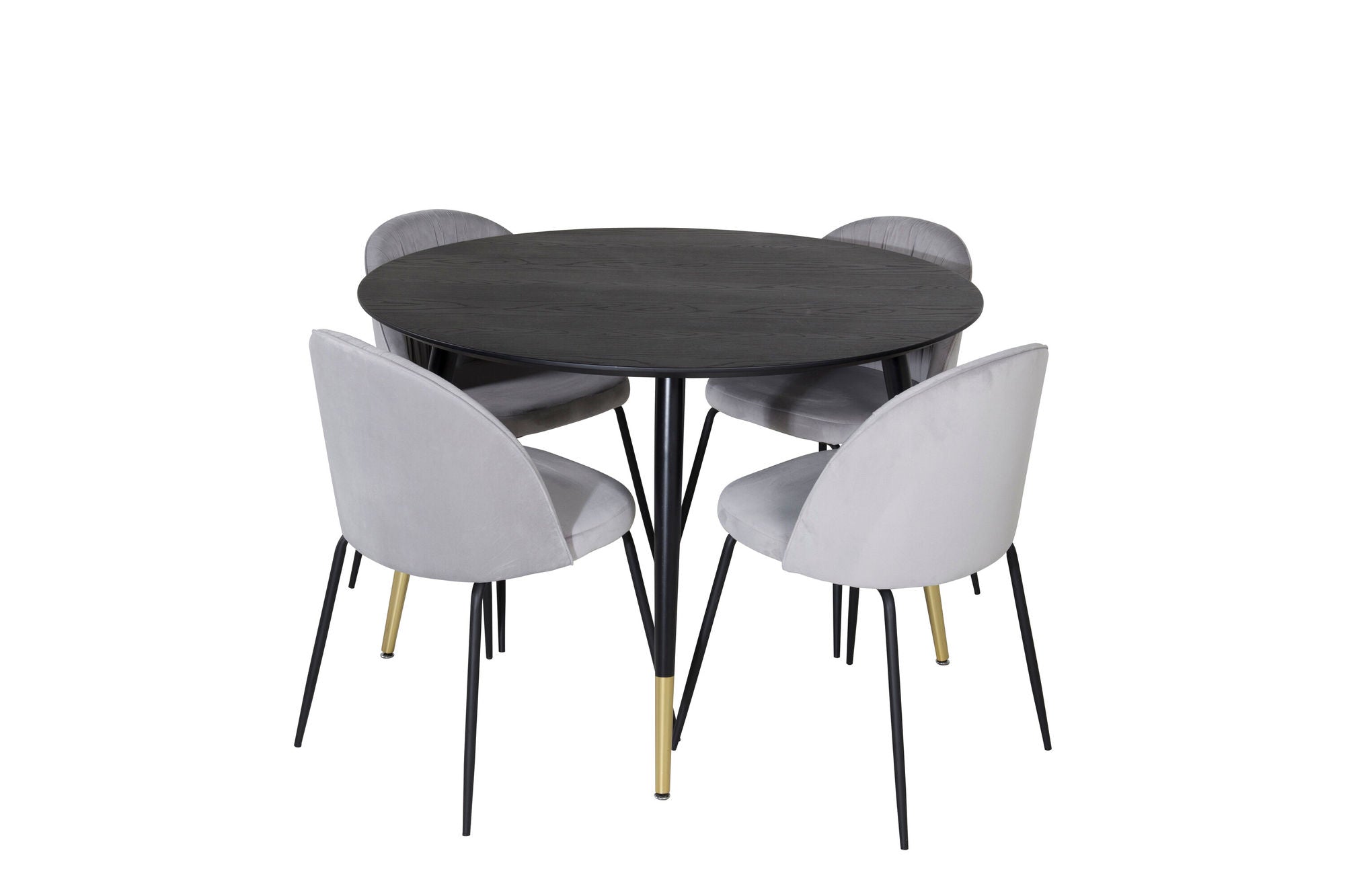 Venture Home Dipp spisebord - 115cm - Black / Black Brass+Wrinkles Spisebordsstol - Black Legs - Grey Velvet_4