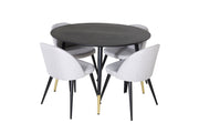 Venture Home Dipp spisebord - 115cm - Black / Black Brass+Velvet Dining Chiar - Black legs - Light GreyFabric_4