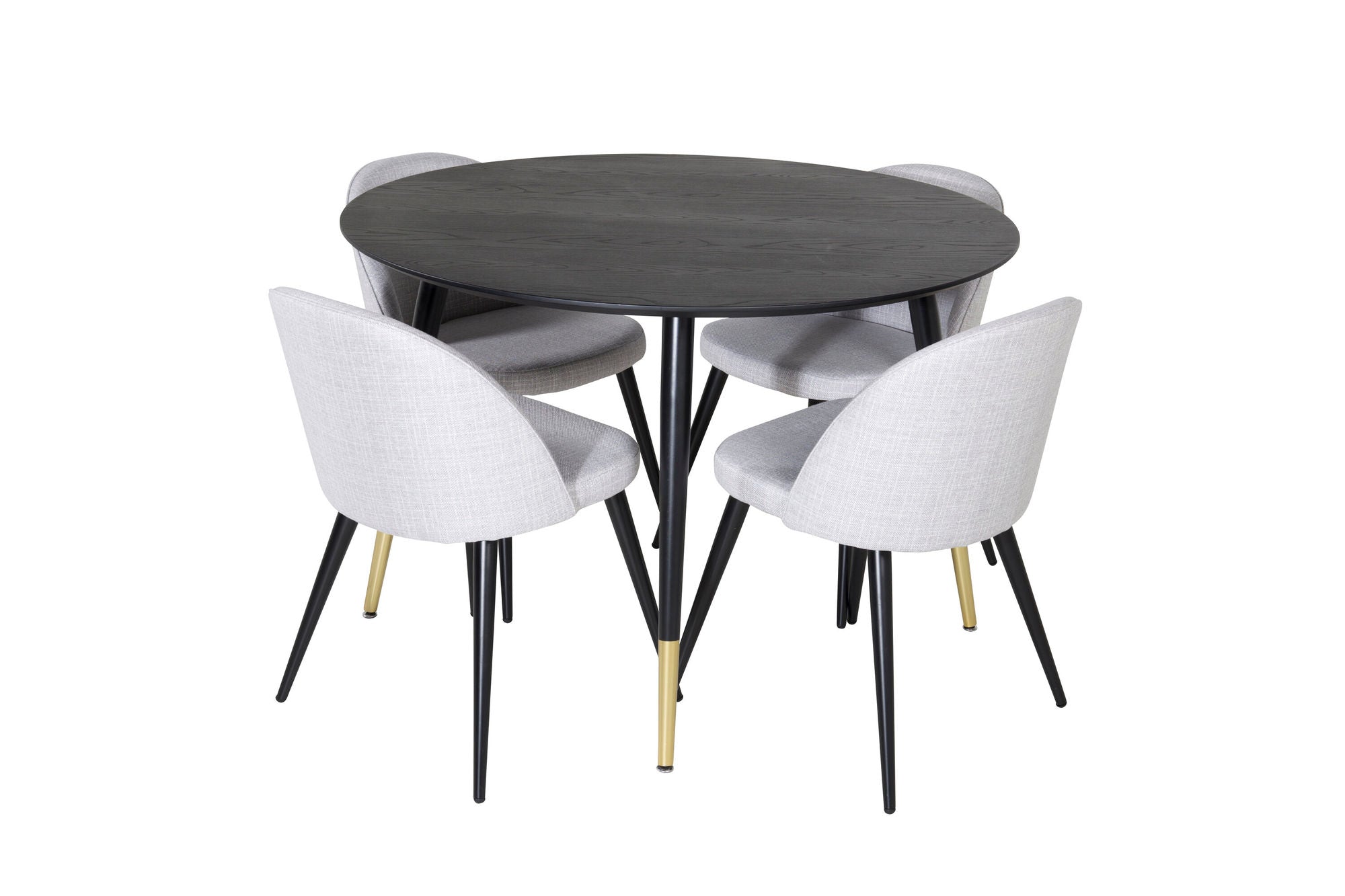 Venture Home Dipp spisebord - 115cm - Black / Black Brass+Velvet Dining Chiar - Black legs - Light GreyFabric_4