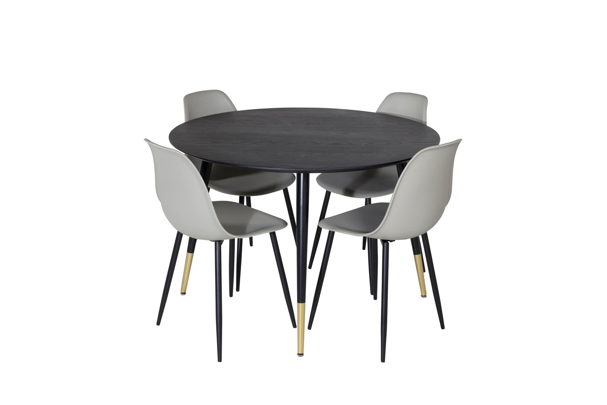 Venture Home Dipp spisebord - 115cm - Black / Black Brass+Polar Plastic Spisebordsstol - Black Legs / Grey Plastic_4