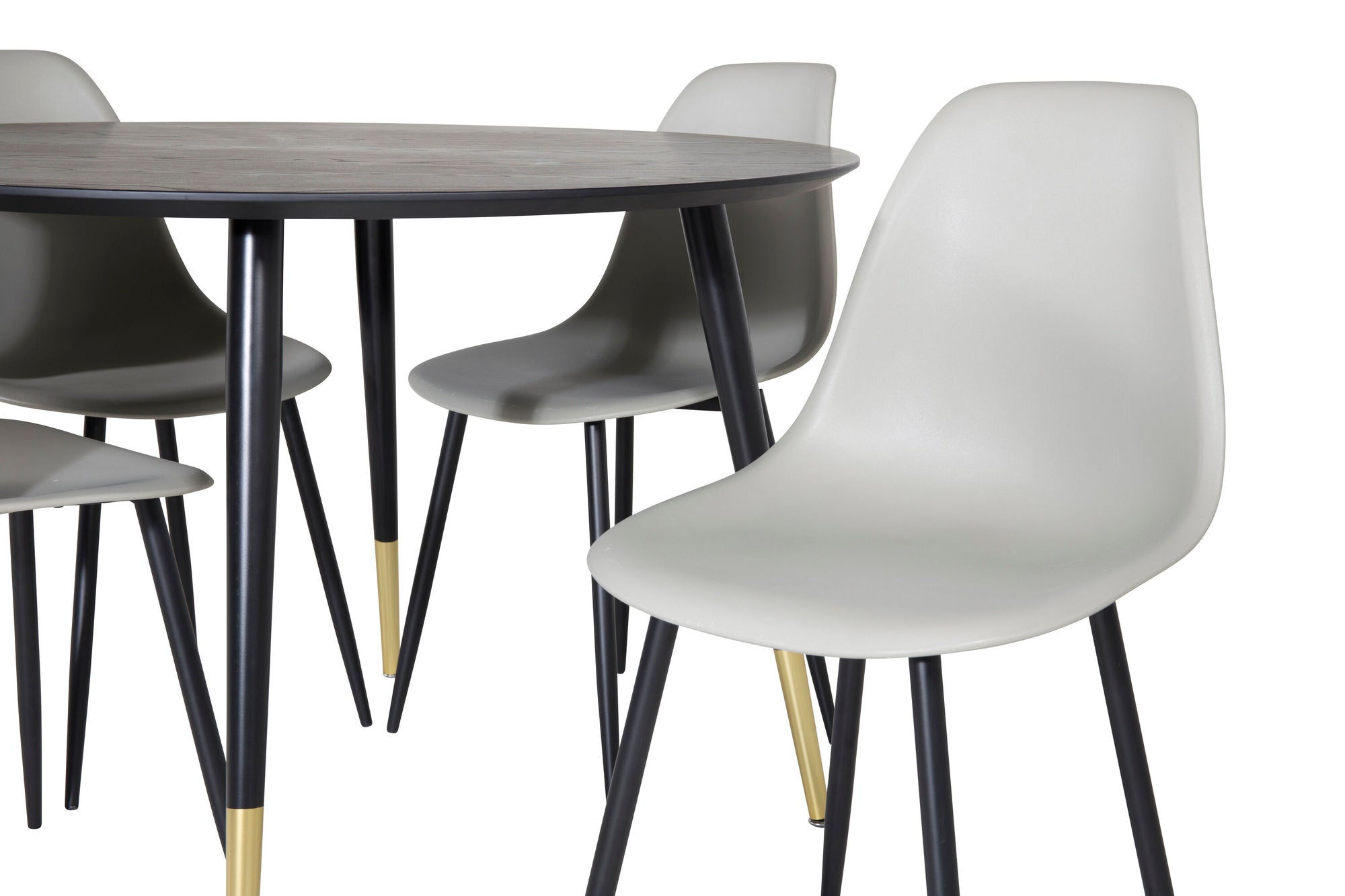 Venture Home Dipp spisebord - 115cm - Black / Black Brass+Polar Plastic Spisebordsstol - Black Legs / Grey Plastic_4